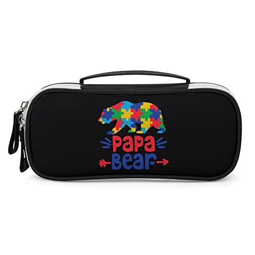 Lawenp Autism Awareness Papa Bear Federmäppchen, tragbare Stifttasche mit Reißverschluss, Reise-Make-up-Tasche, Schreibwaren-Organizer für das Heimbüro von Lawenp