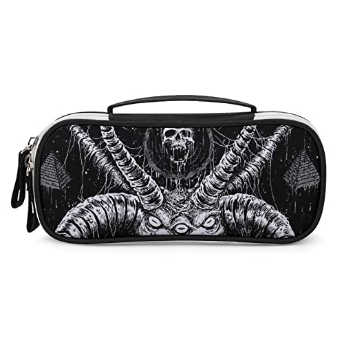 Lawenp Baphomet Satan Ziegen-Bleistift-Stiftetui, tragbare Stifttasche mit Reißverschluss, Reise-Make-up-Tasche, Schreibwaren-Organizer für das Heimbüro von Lawenp