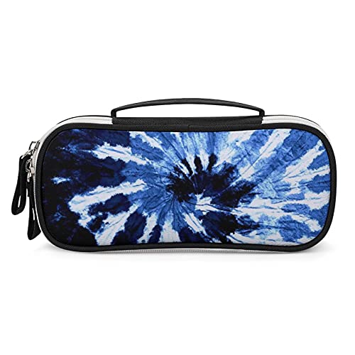 Lawenp Blaues Tie Dye Tragbares Federmäppchen, Einkaufstasche, Make-up-Tasche, Handtasche von Lawenp