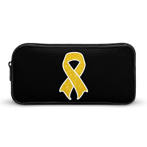 Lawenp Bleistift- und Stiftetui mit Aufschrift „Childhood Cancer Awareness Ribbon“, tragbar, großes Fassungsvermögen, Stifttasche, Schreibwaren-Organizer, Make-up-Tasche mit Reißverschluss von Lawenp