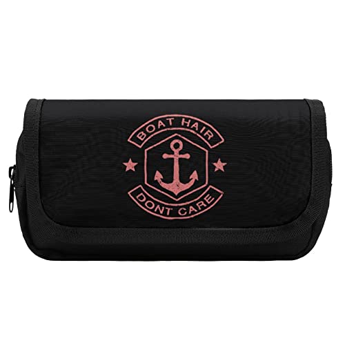 Lawenp Boat Hair Don't Care Federmäppchen mit doppeltem Reißverschluss, Stifttasche, großes Fassungsvermögen, Stifthalter, Schreibwarentasche für Zuhause und Büro von Lawenp