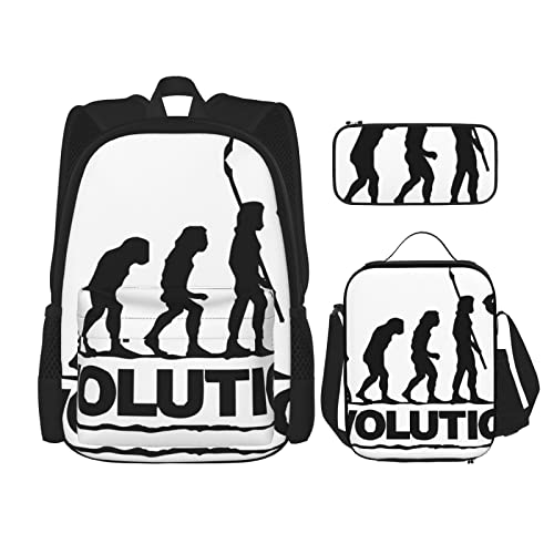 Lawenp Bodybuilding Evolution Schulranzen-Set aus DREI Kreuz-Lunch-Beutel-Bleistift-Beutel-Set Jungen- und Mädchen-Schulranzen von Lawenp