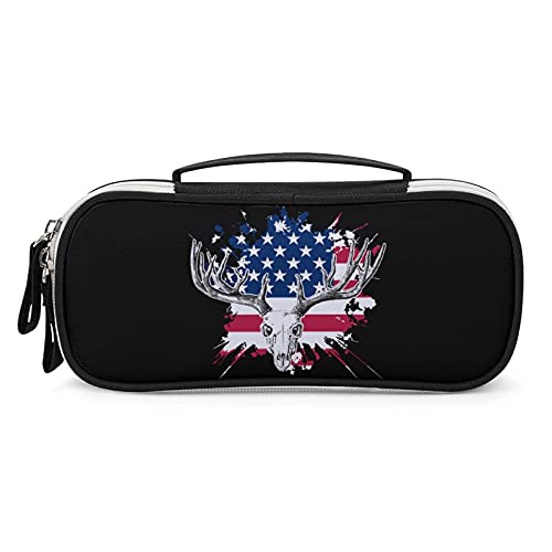 Lawenp Deer Hunting USA American Flag Tragbares Federmäppchen, Tragetasche, Make-up-Tasche, Handtasche von Lawenp