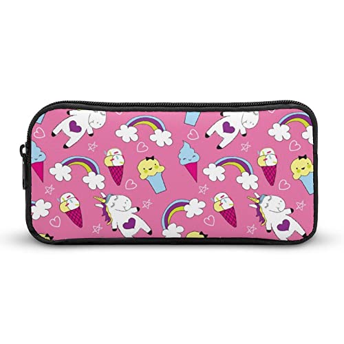 Lawenp Einhorn-Eiscreme-Regenbogen-Federmäppchen, niedliches Stiftetui, Kosmetiktasche, Pecil-Box, Organizer für Reisen, Büro von Lawenp