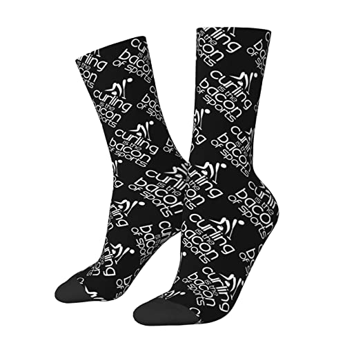 Lawenp FUNNY CURLING IS THE BACON OF SPORTS Socken, lustige Crew-Socken als Geschenk für Männer, Frauen und Teenager von Lawenp