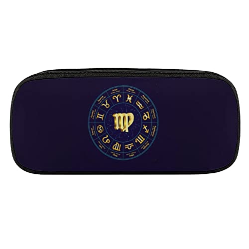 Lawenp Federmäppchen aus PU-Leder, tragbare Kosmetik-Organizer-Tasche, Jungfrau im Kreis von Lawenp