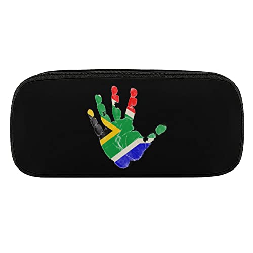 Lawenp Federmäppchen aus PU-Leder, tragbare Kosmetik-Organizer-Tasche, Südafrika-Flagge, Palmenmotiv von Lawenp