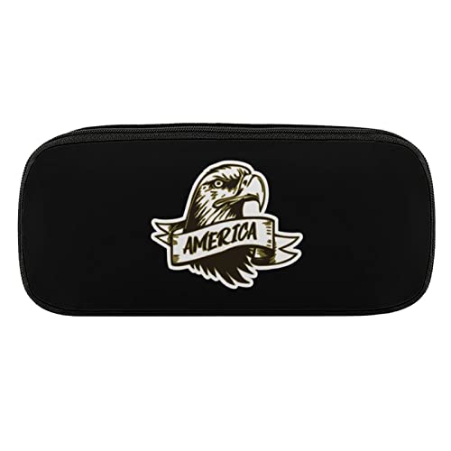 Lawenp Federmäppchen aus PU-Leder mit Aufschrift „America Eagle Proud Country USA, tragbare Kosmetik-Organizer-Tasche von Lawenp