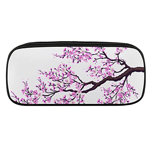 Lawenp Federmäppchen aus PU-Leder mit Kirschblüten-Motiv, tragbarer Kosmetik-Organizer von Lawenp