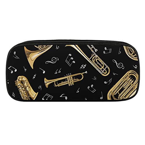 Lawenp Federmäppchen aus PU-Leder mit Musikinstrumentenmotiv, tragbare Kosmetik-Organizer-Tasche von Lawenp