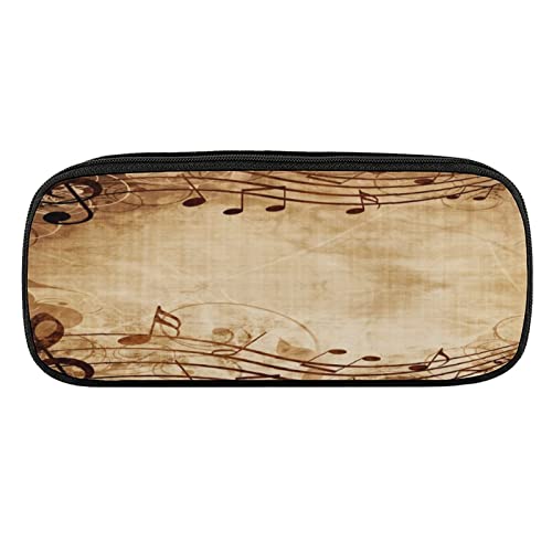 Lawenp Federmäppchen im Vintage-Stil mit Alten Notenblättern, PU-Leder, tragbare Kosmetik-Organizer-Tasche von Lawenp