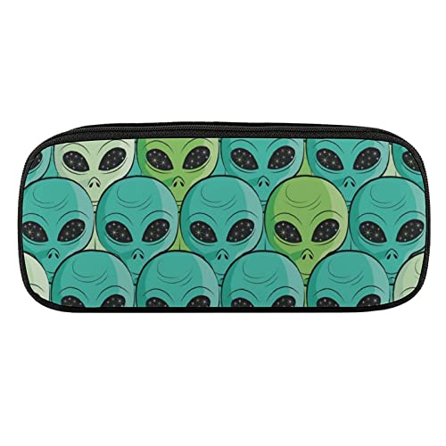 Lawenp Federmäppchen mit Aliens-Muster, PU-Leder, tragbare Kosmetik-Organizer-Tasche von Lawenp