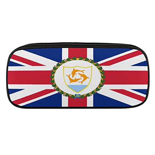 Lawenp Federmäppchen mit Anguilla-Flagge, PU-Leder, tragbare Kosmetik-Organizer-Tasche von Lawenp