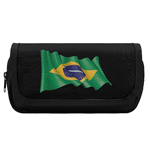 Lawenp Federmäppchen mit Brasilien-Flagge, doppelter Reißverschluss, Stifttasche, großes Fassungsvermögen, Stifthalter, Schreibwarentasche für Zuhause und Büro von Lawenp