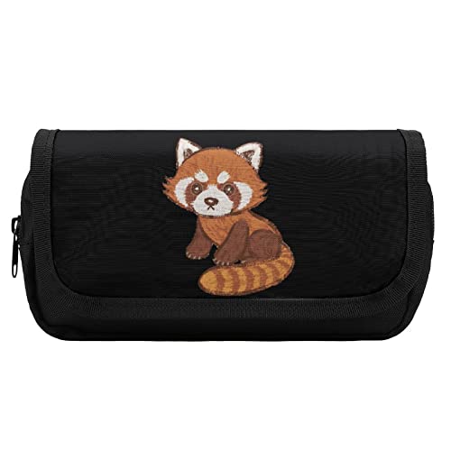 Lawenp Federmäppchen mit Cartoon-Motiv, roter Panda, doppelter Reißverschluss, Stifttasche, großes Fassungsvermögen, Stifthalter, Schreibwarentasche für Zuhause und Büro von Lawenp