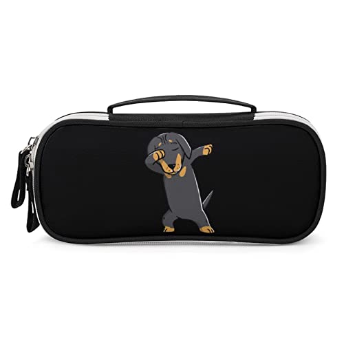 Lawenp Federmäppchen mit Dabbing-Dackel-Motiv, tragbare Stifttasche mit Reißverschluss, Reise-Make-up-Tasche, Schreibwaren-Organizer für das Heimbüro von Lawenp