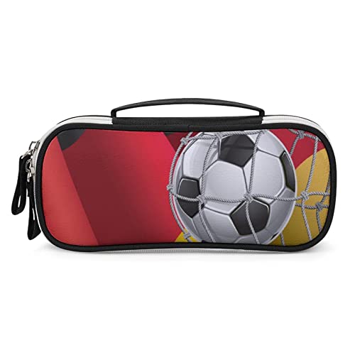 Lawenp Federmäppchen mit Fußball-Tor-andan-Flagge, tragbare Stifttasche mit Reißverschluss, Reise-Make-up-Tasche, Schreibwaren-Organizer für das Heimbüro von Lawenp
