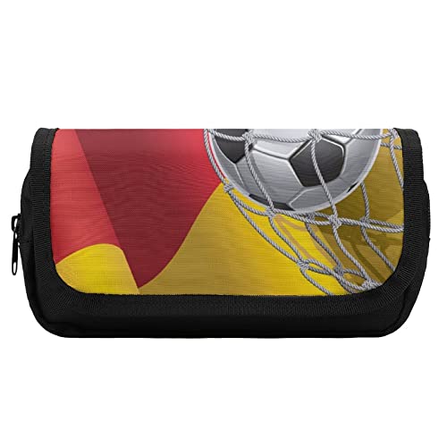 Lawenp Federmäppchen mit Fußballtor und Flagge, Doppelreißverschluss, Stifttasche, großes Fassungsvermögen, Stifthalter, Schreibwarentasche für Zuhause und Büro von Lawenp