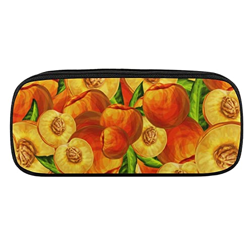 Lawenp Federmäppchen mit Pfirsichfruchtmuster, PU-Leder, tragbare Kosmetik-Organizer-Tasche von Lawenp