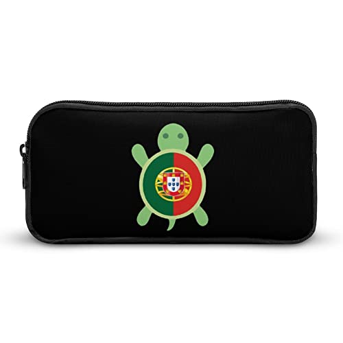 Lawenp Federmäppchen mit Portugal-Flagge, Schildkröte, tragbar, großes Fassungsvermögen, Stiftetui, Schreibwaren-Organizer, Make-up-Tasche mit Reißverschluss von Lawenp