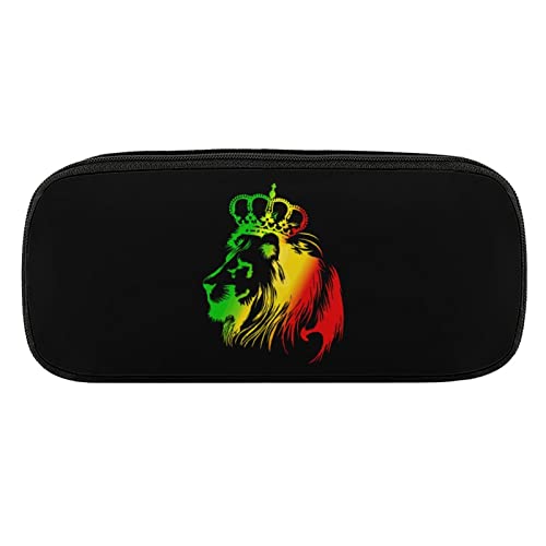 Lawenp Federmäppchen mit Rasta-Löwe-Motiv, PU-Leder, tragbare Kosmetik-Organizer-Tasche von Lawenp