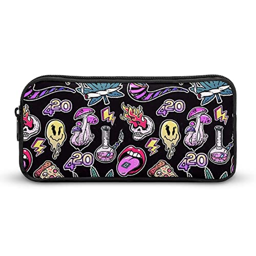 Lawenp Federmäppchen mit Stoned-Trippy-Drogen-Motiv und coolem psychedelischem Charakter, niedliches Stiftetui, Kosmetiktasche, Pecil-Box-Organizer für das Reisebüro von Lawenp