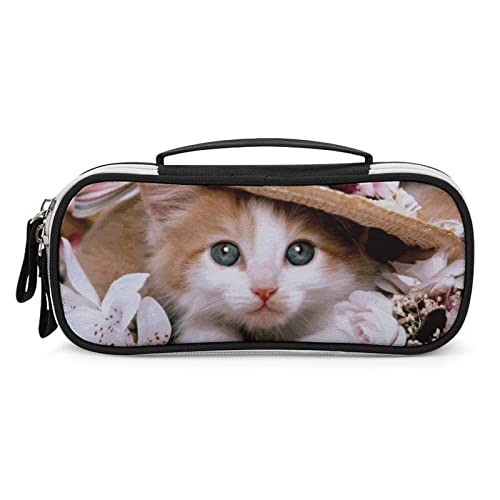 Lawenp Federmäppchen mit Tiermotiv, Katze, tragbare Stifttasche mit Reißverschluss, Reise-Make-up-Tasche, Schreibwaren-Organizer für das Heimbüro von Lawenp