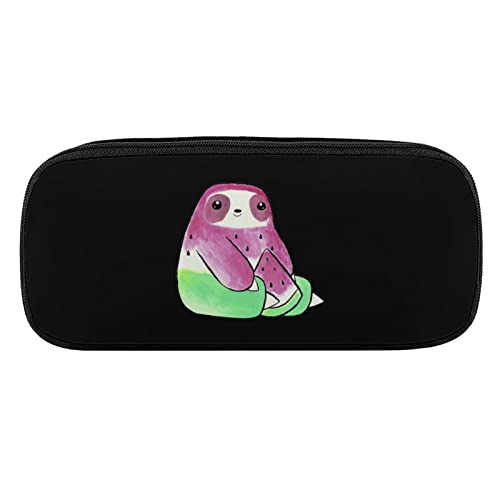 Lawenp Federmäppchen mit Wassermelonen-Faultier, PU-Leder, tragbare Kosmetik-Organizer-Tasche von Lawenp