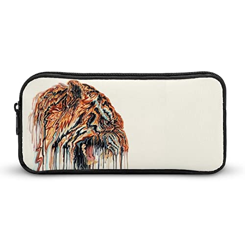 Lawenp Federmäppchen mit abstraktem Tiger-Gemälde, niedliches Stiftetui, Kosmetiktasche, Pecil-Box, Organizer für Reisen, Büro von Lawenp