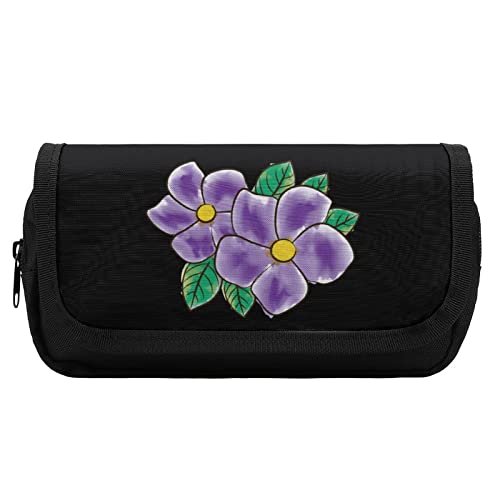 Lawenp Federmäppchen mit afrikanischer violetter Blume, Doppelreißverschluss, Stifttasche, großes Fassungsvermögen, Stifthalter, Schreibwarentasche für Zuhause und Büro von Lawenp