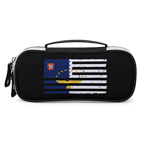 Lawenp Federmäppchen mit amerikanischer Azoren-Flagge, tragbare Stifttasche mit Reißverschluss, Reise-Make-up-Tasche, Schreibwaren-Organizer für das Heimbüro von Lawenp