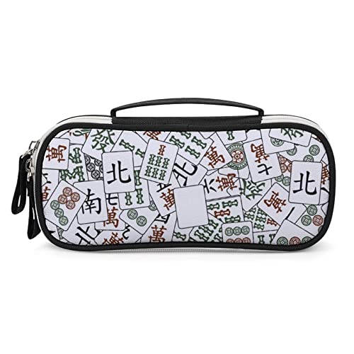 Lawenp Federmäppchen mit chinesischen Mahjong-Fliesen, tragbare Stifttasche mit Reißverschluss, Reise-Make-up-Tasche, Schreibwaren-Organizer für das Heimbüro von Lawenp