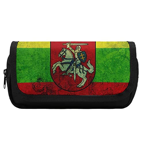 Lawenp Federmäppchen mit litauischer Flagge, Doppelreißverschluss, Stifttasche, großes Fassungsvermögen, Stifthalter, Schreibwarentasche für Zuhause und Büro von Lawenp