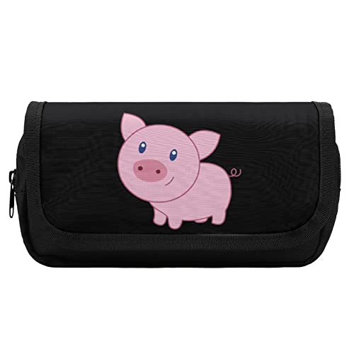 Lawenp Federmäppchen mit niedlichem Cartoon-Schweinchen, doppeltem Reißverschluss, Stifttasche, großes Fassungsvermögen, Stifthalter, Schreibwarentasche für Zuhause und Büro von Lawenp