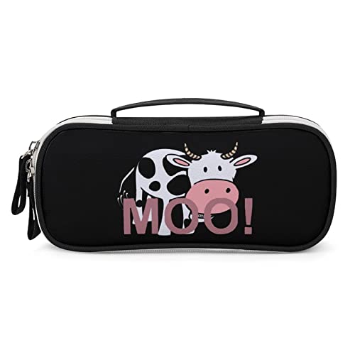 Lawenp Federmäppchen mit niedlichem Kuh-Motiv, tragbare Stifttasche mit Reißverschluss, Reise-Make-up-Tasche, Schreibwaren-Organizer für das Heimbüro von Lawenp