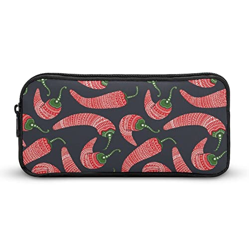 Lawenp Federmäppchen mit rotem Chili-Muster, niedliches Stiftetui, Kosmetiktasche, Pecil-Box, Organizer für das Reisebüro von Lawenp