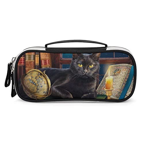 Lawenp Federmäppchen mit schwarzer Katze, tragbare Stifttasche mit Reißverschluss, Reise-Make-up-Tasche, Schreibwaren-Organizer für das Heimbüro von Lawenp