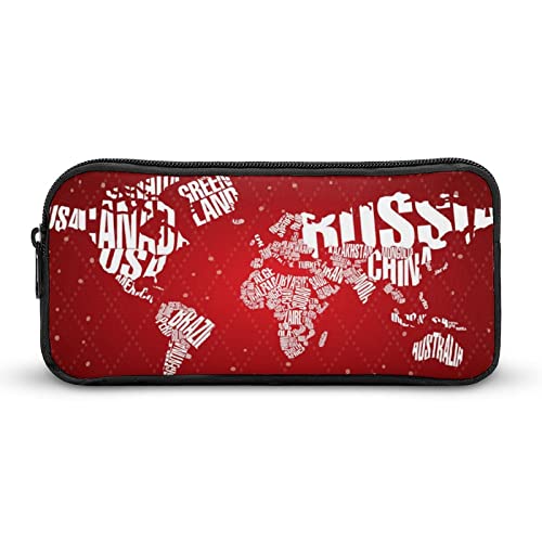 Lawenp Frohe Weihnachten Weltkarte Federmäppchen Niedliche Stifttasche Kosmetiktasche Pecil Box Organizer für das Reisebüro von Lawenp