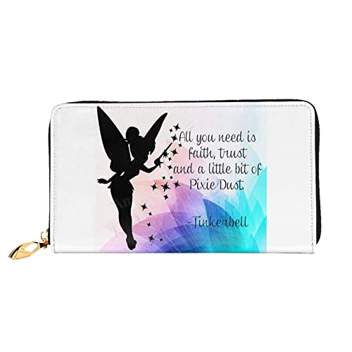 Lawenp Geldbörse für Tinker Bell Damen Geldbörse Großes Leder Reißverschluss um Kartenhalter Organizer Damen Reise Clutch Geldbörse von Lawenp