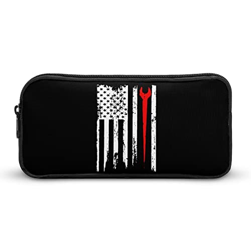 Lawenp Ironworker Profession USA-Flagge, tragbar, großes Fassungsvermögen, Stifttasche, Schreibwaren-Organizer, Make-up-Tasche mit Reißverschluss von Lawenp