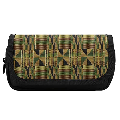 Lawenp Kente Cloth Design Federmäppchen mit doppeltem Reißverschluss, Stifttasche, großes Fassungsvermögen, Stifthalter, Schreibwarentasche für Zuhause und Büro von Lawenp