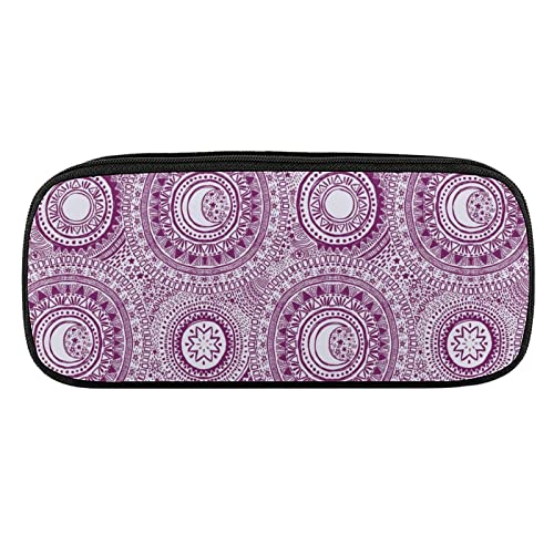 Lawenp Lila Mandala-Sterne und Monde, Federmäppchen aus PU-Leder, tragbare Kosmetik-Organizer-Tasche von Lawenp