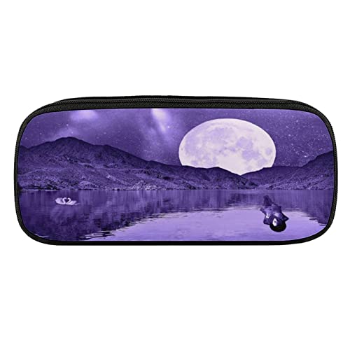 Lawenp Lila Supermoon Federmäppchen aus PU-Leder, tragbare Kosmetik-Organizer-Tasche von Lawenp