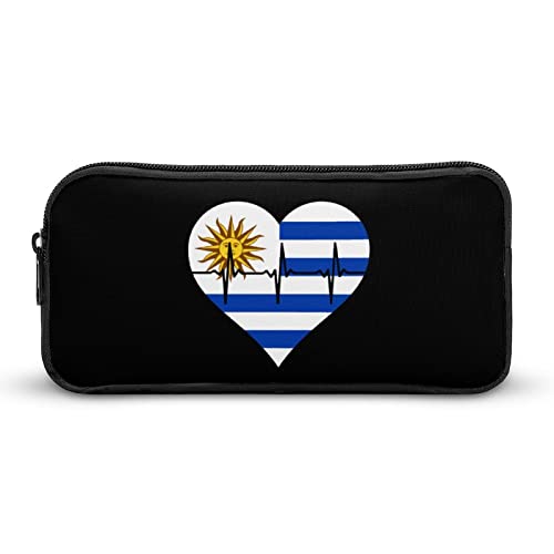 Lawenp Love Uruguay Heartbeat Federmäppchen, tragbar, großes Fassungsvermögen, Stifttasche, Schreibwaren-Organizer, Make-up-Tasche mit Reißverschluss von Lawenp