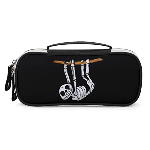 Lawenp Lustiges Faultier-Skelett-Federmäppchen, tragbare Stifttasche mit Reißverschluss, Reise-Make-up-Tasche, Schreibwaren-Organizer für das Heimbüro von Lawenp