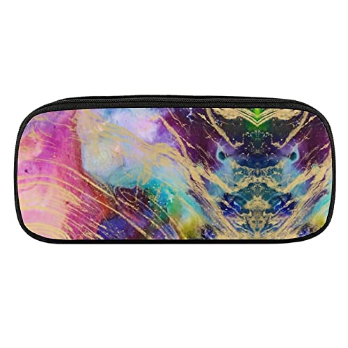 Lawenp Moderner Goldmarmor auf Pastellrosa-Lila-Aquarell-Nebelfleck-Farbe, Bleistiftbeutel, PU-Leder, Stiftetui, tragbare Kosmetik-Organizer-Tasche von Lawenp