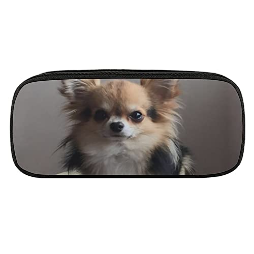 Lawenp Niedliche Chihuahua-Federmäppchen aus PU-Leder, tragbare Kosmetik-Organizer-Tasche von Lawenp