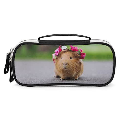 Lawenp Niedliches Federmäppchen mit Meerschweinchen-Motiv, tragbare Stifttasche mit Reißverschluss, Reise-Make-up-Tasche, Schreibwaren-Organizer für das Heimbüro von Lawenp