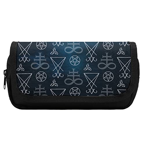 Lawenp Occult Pentagram Leviathan Cross Federmäppchen mit doppeltem Reißverschluss, Stifttasche, großes Fassungsvermögen, Stifthalter, Schreibwarentasche für Zuhause und Büro von Lawenp