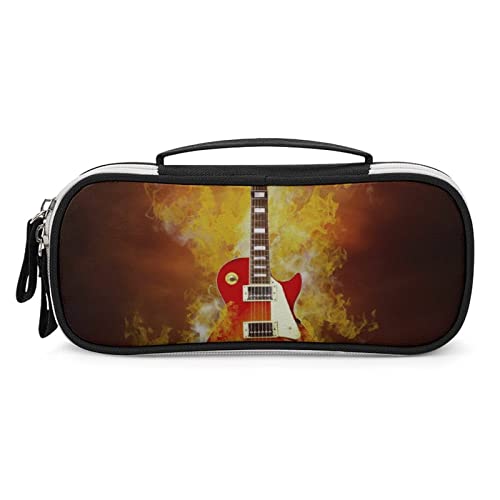 Lawenp Rock Guita in Flames Federmäppchen, tragbare Stifttasche mit Reißverschluss, Reise-Make-up-Tasche, Schreibwaren-Organizer für das Heimbüro von Lawenp